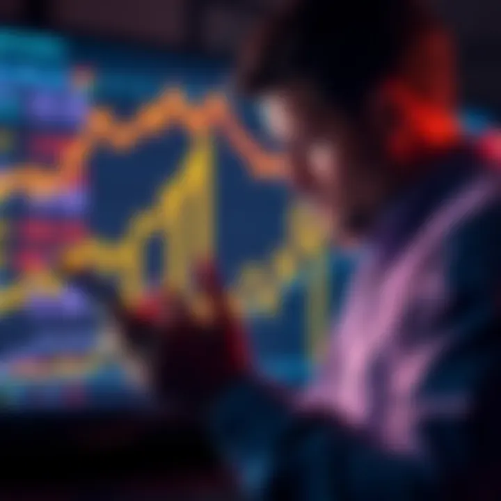 Individual looking at a chart of rising Bitcoin profits while considering a 401k loan