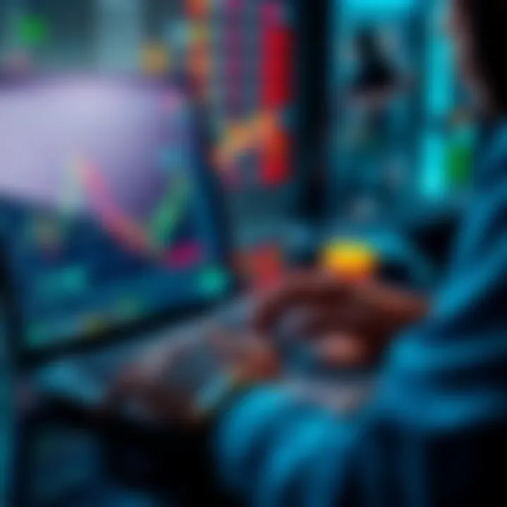 A person analyzing cryptocurrency options on a laptop, with graphs and charts visible on the screen, representing AI, RWA, and DeFi investments.
