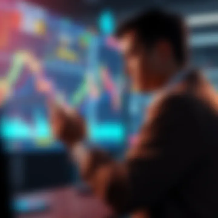 A person analyzing market trends on a digital screen, representing investment in ZEC cryptocurrency.