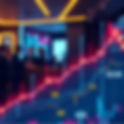 A graph showing the rise and fall of Layer 1 AI blockchain prices, highlighting key points at $8 and $2.45, with investor discussions in the background.