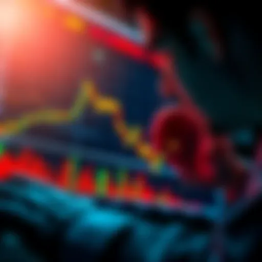 A person analyzing a stock market graph with a downward trend, representing timing for investment dips after a cash windfall.