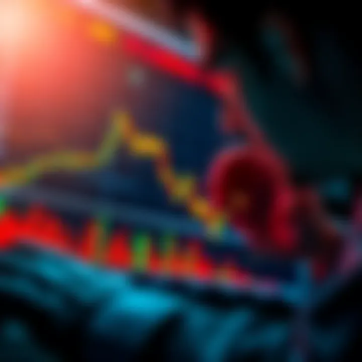 A person analyzing a stock market graph with a downward trend, representing timing for investment dips after a cash windfall.
