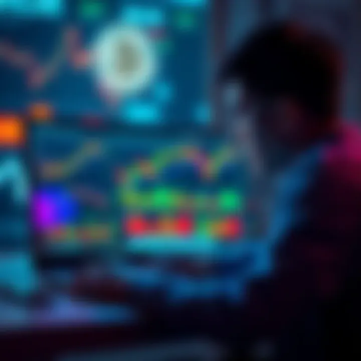A person looking at a laptop screen showing cryptocurrency charts, contemplating whether to hold or swap their investments.
