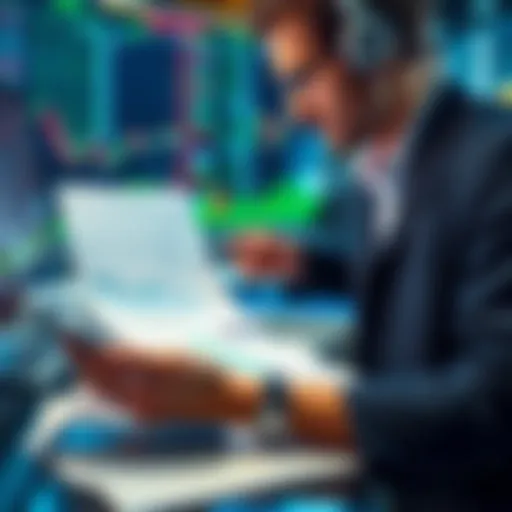 A trader looking at stock market charts with a calculator and tax documents, planning to reduce taxes on short-term profits.