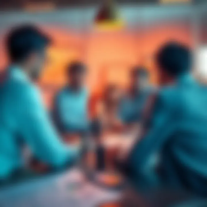 A group of people discussing investment strategies with charts and graphs on the table