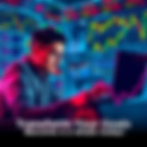 A person analyzing market trends on a laptop while surrounded by financial charts and graphs, symbolizing investment strategies.