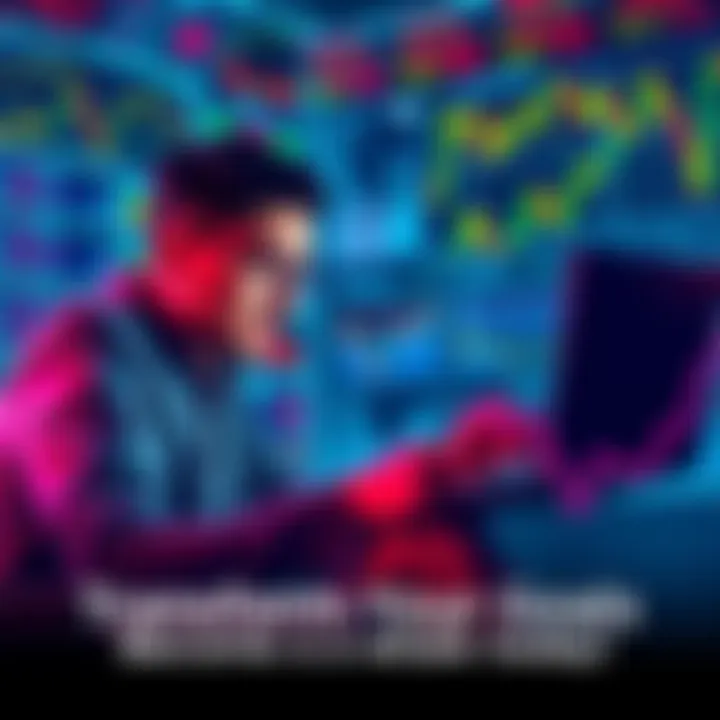 A person analyzing market trends on a laptop while surrounded by financial charts and graphs, symbolizing investment strategies.