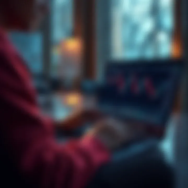 A person analyzing cryptocurrency charts on a laptop while considering how much to invest in XRP.