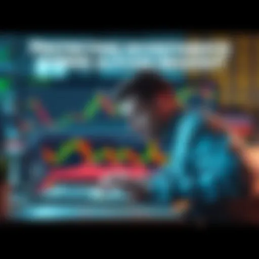 A person analyzing cryptocurrency charts on a laptop, looking concerned about market changes