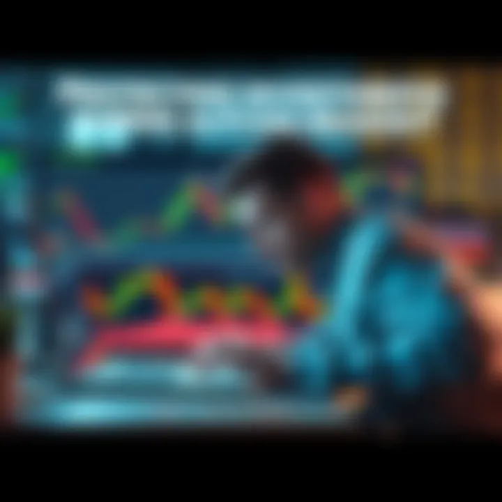 A person analyzing cryptocurrency charts on a laptop, looking concerned about market changes