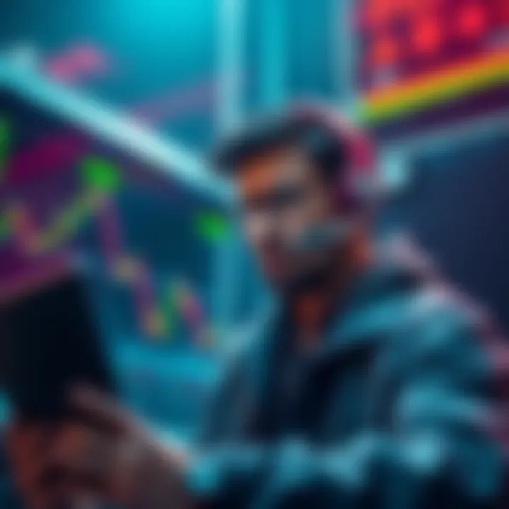 An investor looking at a chart with a worried expression, planning to sell POL and invest in ADA.