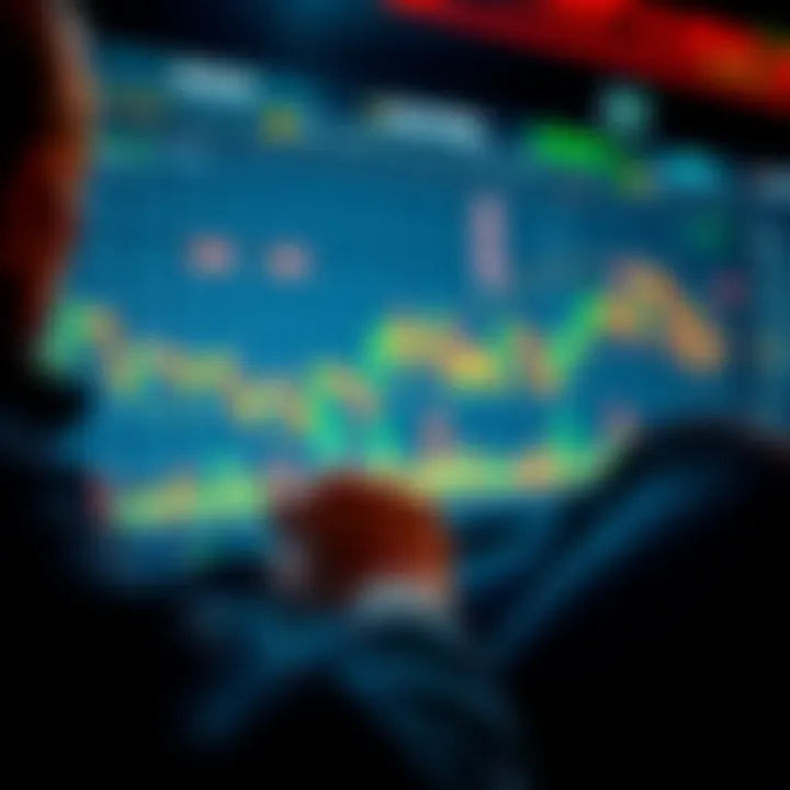 An investor looks at stock market graphs showing a rally followed by a pullback, highlighting buying opportunities during corrections