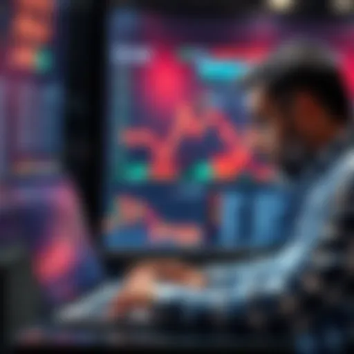 A concerned investor analyzing stock market graphs on a laptop, showing fluctuating trends and data, symbolizing the uncertainty in investments.
