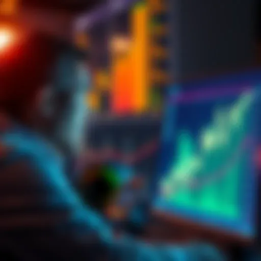 An investor looking at a computer screen displaying a digital asset's graph, symbolizing hope for future gains.