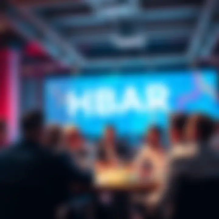 A group of investors sharing ideas about HBAR in a lively forum setting