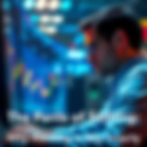 A person looking at a stock market graph, contemplating whether to sell or hold investments