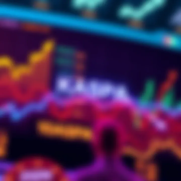 Graph showing KASPA's market cap with a downward trend arrow, representing struggles in the cryptocurrency market