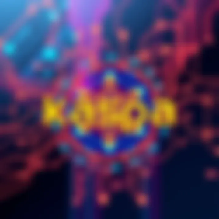 Illustration of the Kaspa logo with a digital background representing blockchain technology