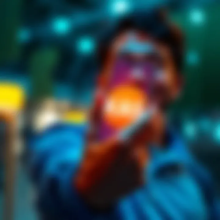 Happy individual holding a smartphone showing $KAS tokens on the screen