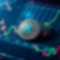 A visual representation of the Kaspa token alongside a market trend graph showing potential price increases and exchange listings.
