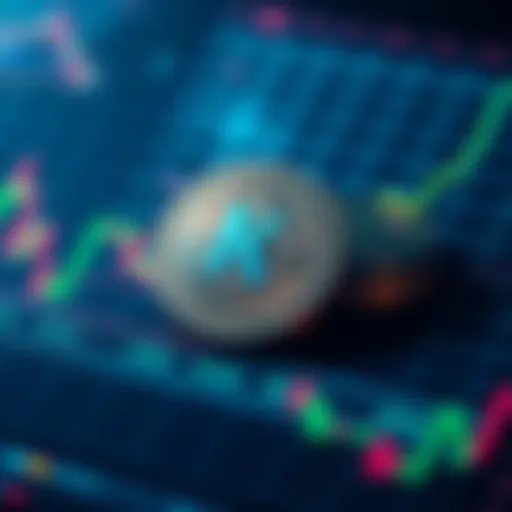 A visual representation of the Kaspa token alongside a market trend graph showing potential price increases and exchange listings.