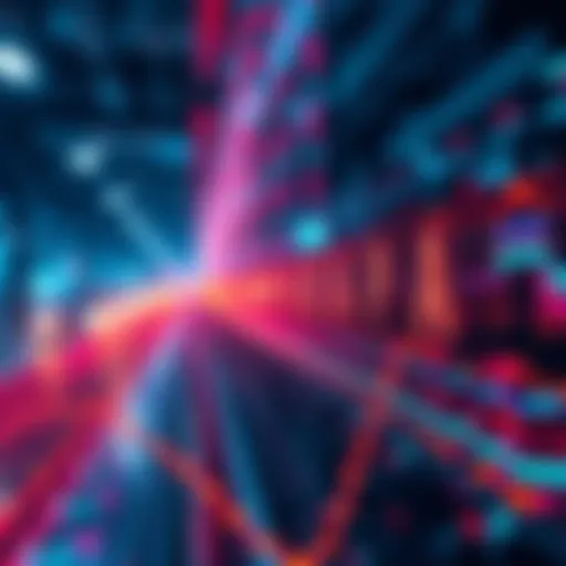 Visual representation of high traffic on the Kaspa blockchain, showing multiple transaction lines and halted withdrawals on exchanges