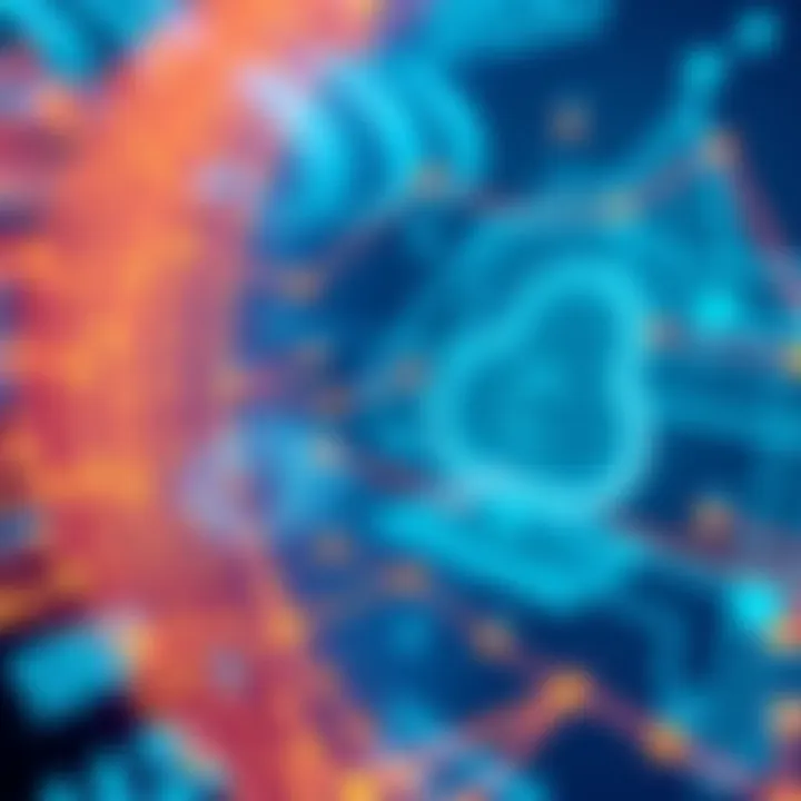 Illustration showing Keeta Network blockchain processing transactions with Google Cloud, depicting high-speed data movement and connectivity.