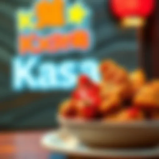 A plate of crispy Korean fried chicken with a Kaspa payment logo in the background