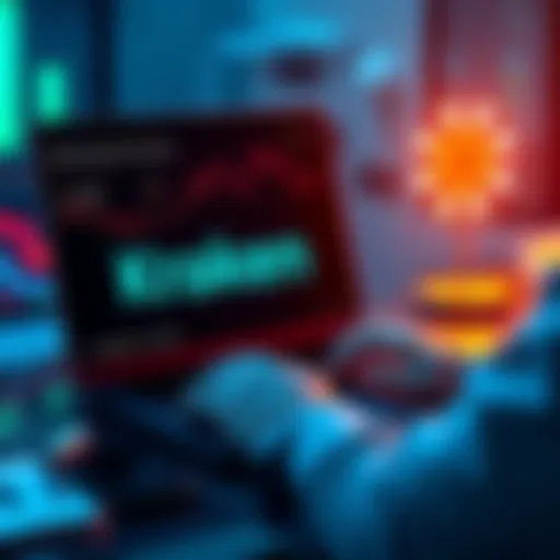 A person checking cryptocurrency transactions on a laptop with a Kraken logo on the screen.