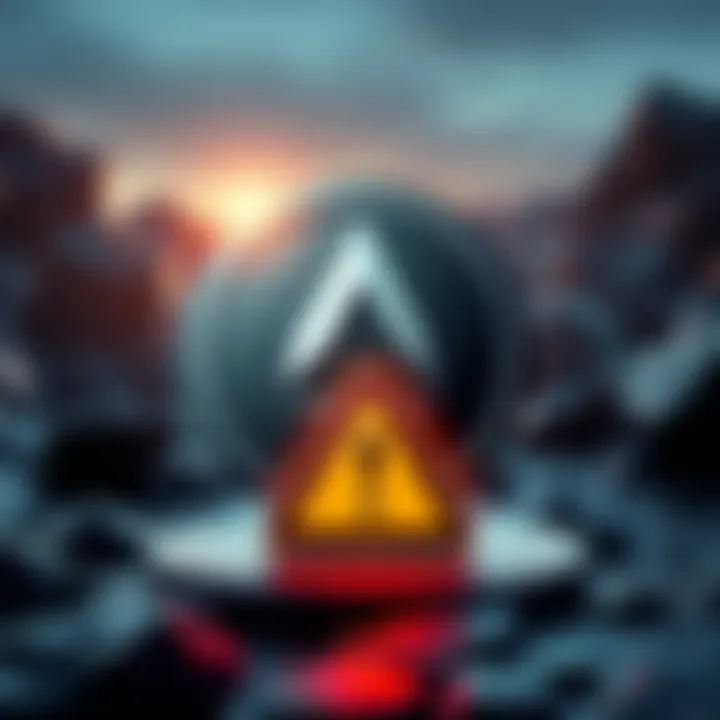 Graphic showing Kraken exchange logo with Monero logo and a warning symbol, representing the halt of Monero funding due to mining pool control