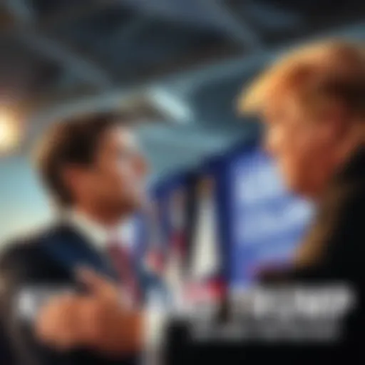 Kris discusses strategy with Trump at a political event, both looking serious about future plans.