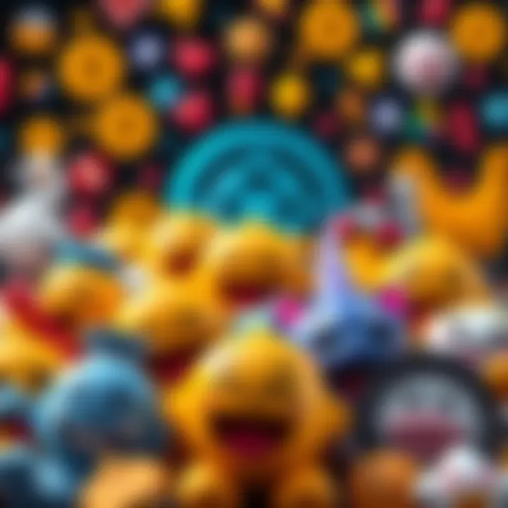 A colorful selection of cryptocurrency-related emojis representing different aspects of crypto, with a backdrop of the TOKEN2049 logo.