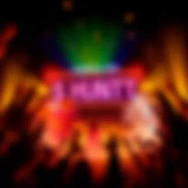 A graphic showing the launch event for the $HUNT memecoin with vibrant colors and a countdown timer, featuring coins and a cheering crowd.