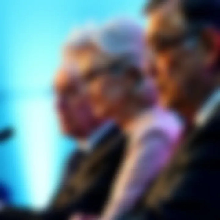 Jerome Powell, Christine Lagarde, and Kazuo Ueda speaking at the Sintra Summit, discussing economic forecasts.