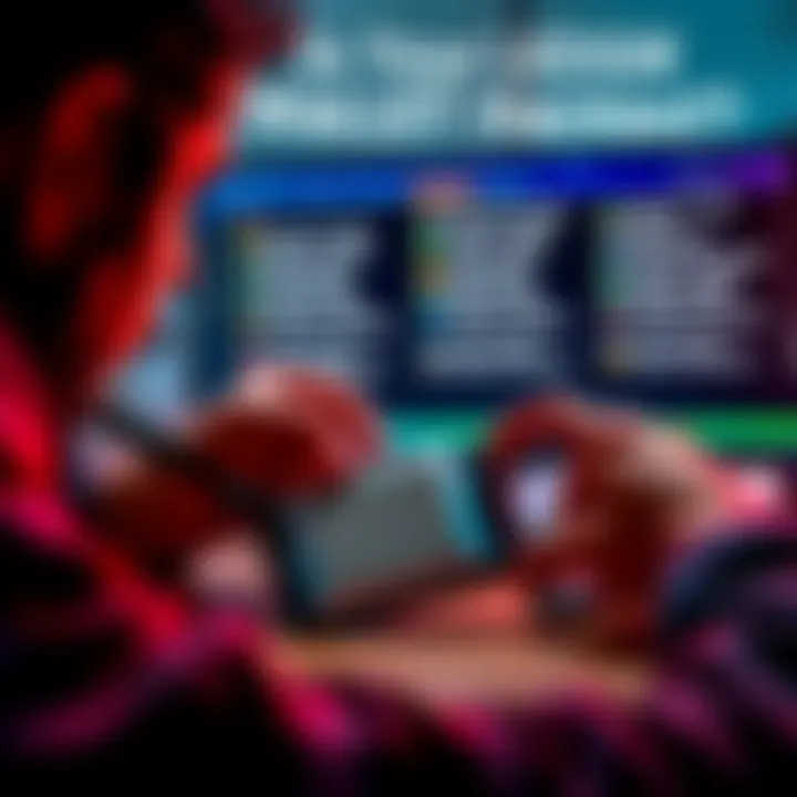 A worried person examining a Ledger wallet on their desk with a computer in the background showing unusual transaction addresses.