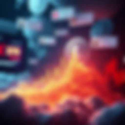 A chart showing a spike in Litecoin prices with negative comments hovering above, illustrating market sentiment changes due to FUD.