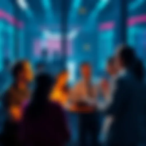 A group of people engaging in conversation about Litecoin trading strategies and market trends.