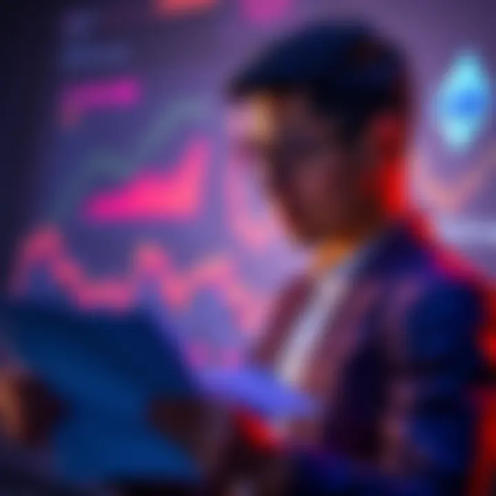 A thoughtful individual reviewing financial documents with Ethereum graphics in the background