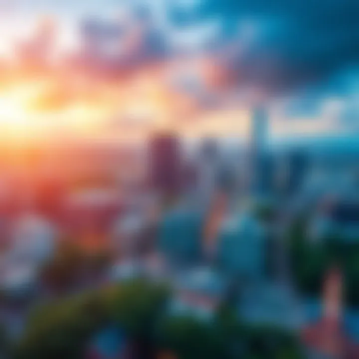 A vibrant cityscape reflecting community engagement and transparency in local government