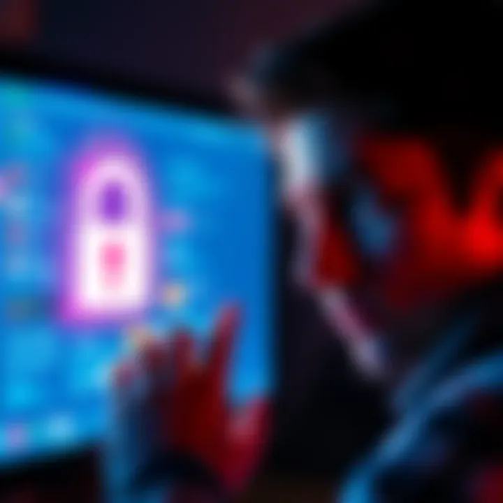 A frustrated person looking at a locked screen with a padlock, showing their concern about being unable to access their account.