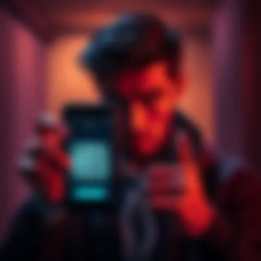 A person looking worried while holding a smartphone displaying a suspicious QR code and a broken wallet icon on the screen