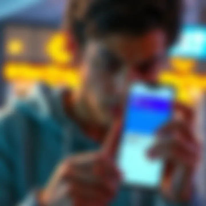 A person looking concerned while checking their cryptocurrency wallet on a smartphone, showing a message about a failed transaction
