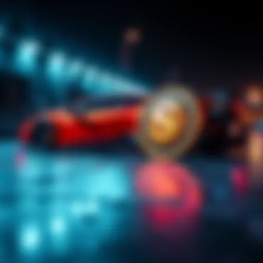 A luxury car parked next to the $POWSCHE token symbol, representing financial freedom for car enthusiasts.