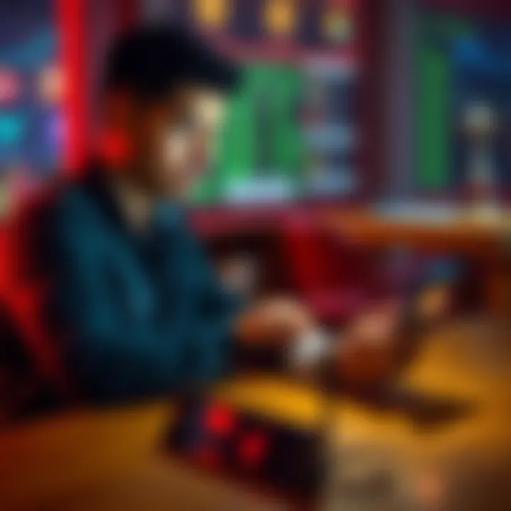 A man sitting at a table, looking at his smartphone with a focused expression, symbolizing efforts to mine Pi cryptocurrency for financial gain