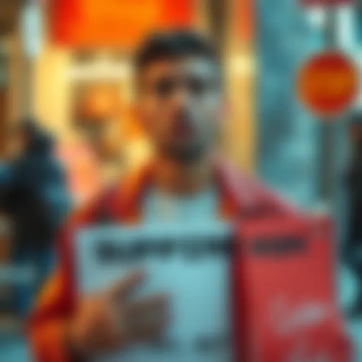 A man with a sign requesting financial support, looking concerned and pleading for help.