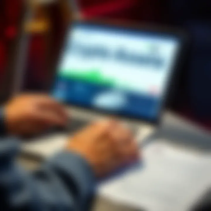 A person reviewing a crypto wallet on a laptop with a legal document beside it, illustrating planning for cryptocurrency asset transfer after death.