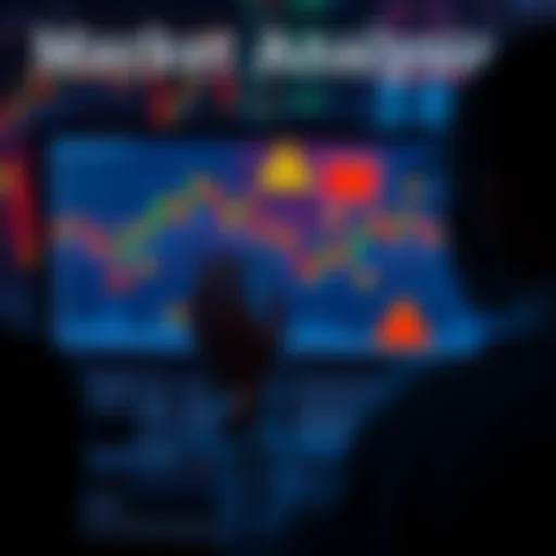 A person looking at a computer screen with stock market graphs and warning signs, symbolizing the scrutiny needed in modern markets.