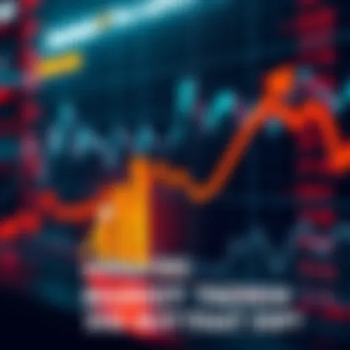 A graph showing a dip in stock prices with arrows indicating potential buying opportunities, symbolizing market trends.