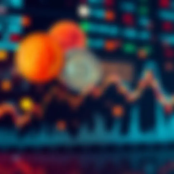 A graph showing a downward trend in market prices, with symbols of Bitcoin and altcoins in the background.