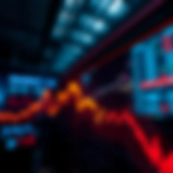 Graphic showing market trend lines with ups and downs over the past month